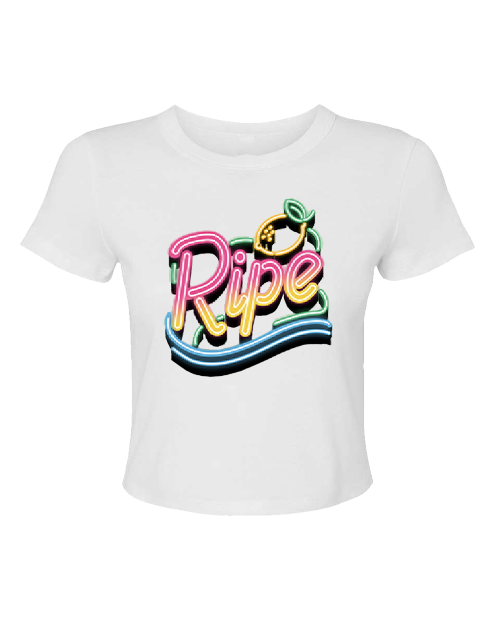 Women's Neon Baby Ribbed Tee (White)