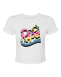 Women's Neon Baby Ribbed Tee (White)