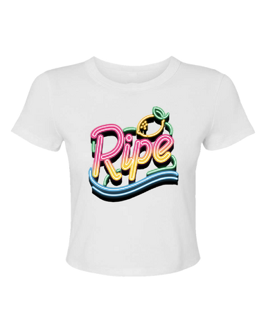 Women's Neon Baby Ribbed Tee (White)